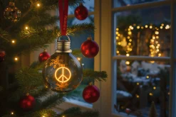 Batterieleuchte - Weihnachtskugel Peace