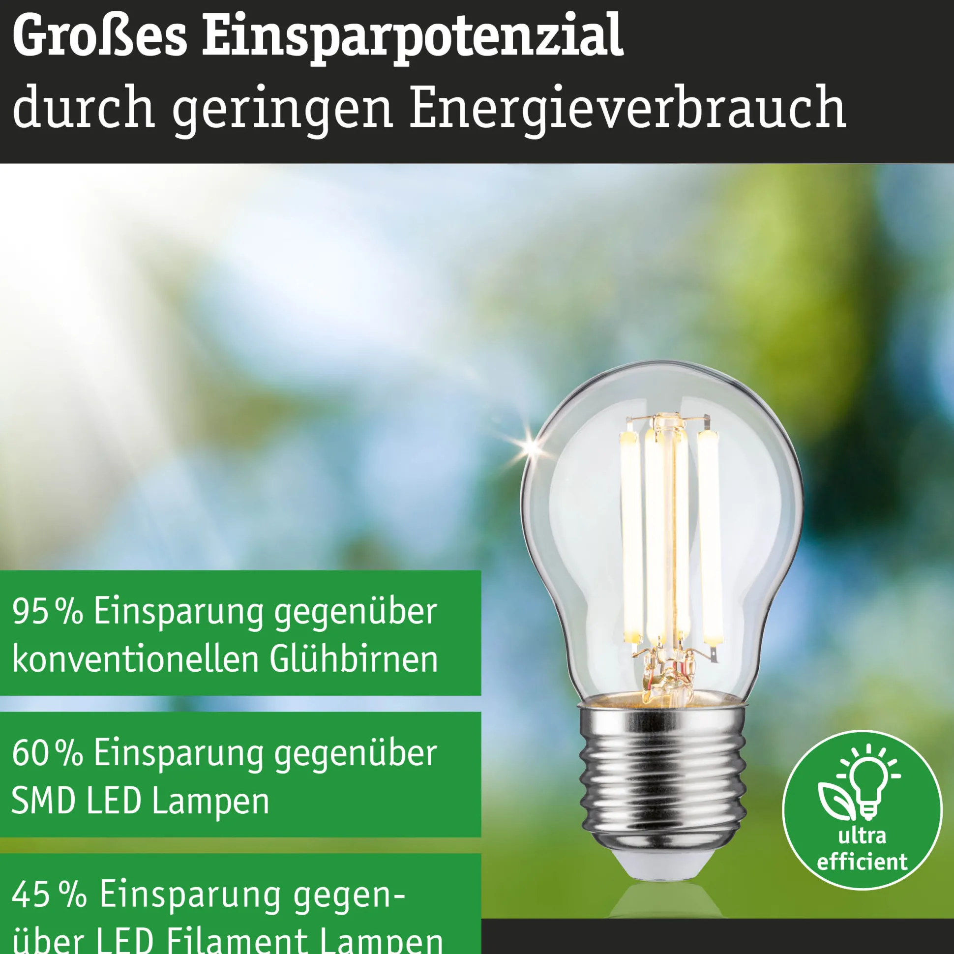 Efficient-Line Filament 230V - LED Tropfen 1er-Set 80mm