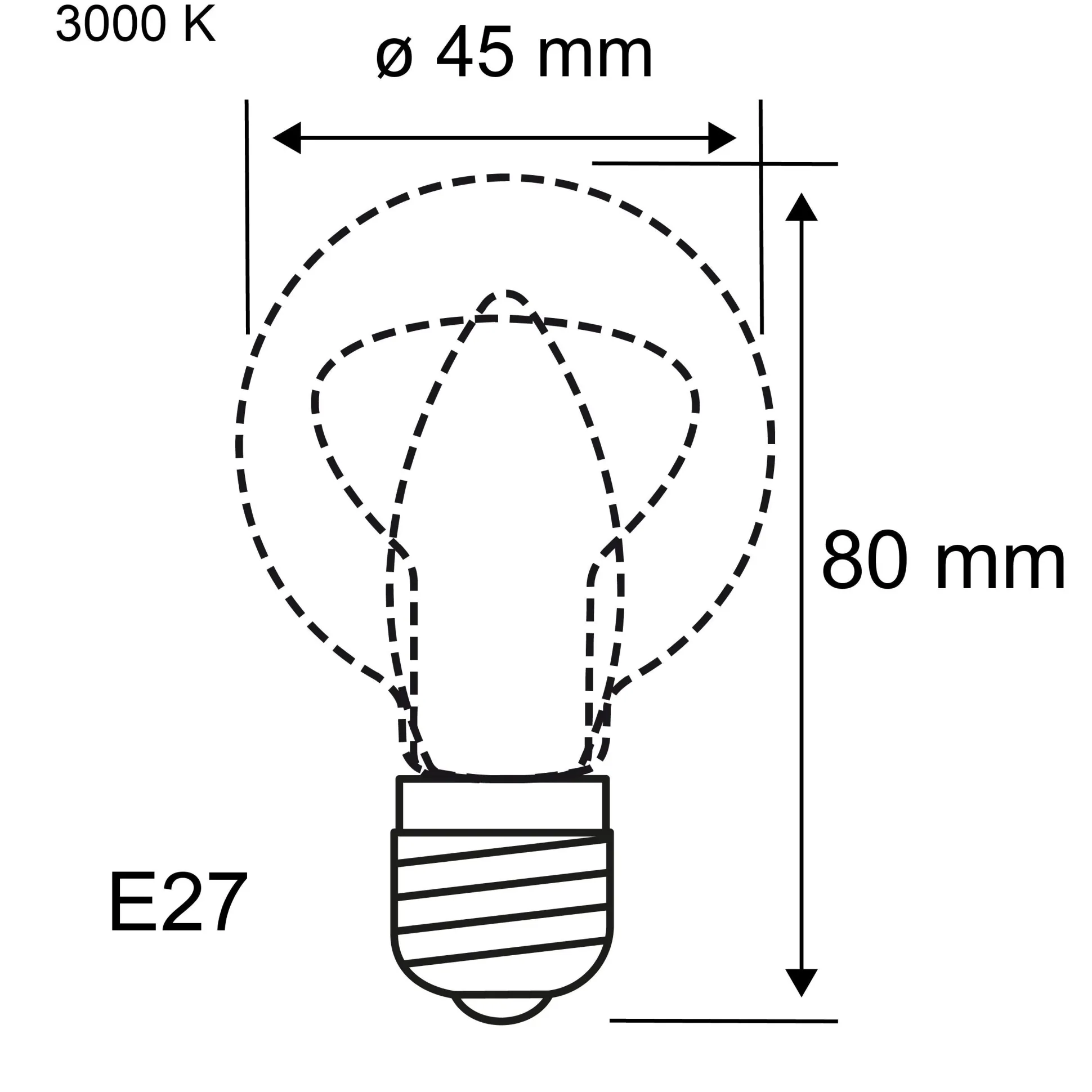 Efficient-Line Filament 230V - LED Tropfen 1er-Set 80mm