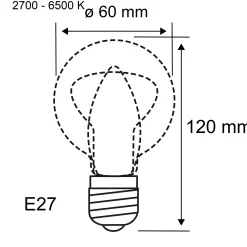 Filament 230V - Filament 230V E27 60mm White Switch 8,5W 806lm 230V Opal