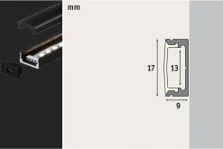 LED Strip Profil - Base Schwarzer Diffusor 1m