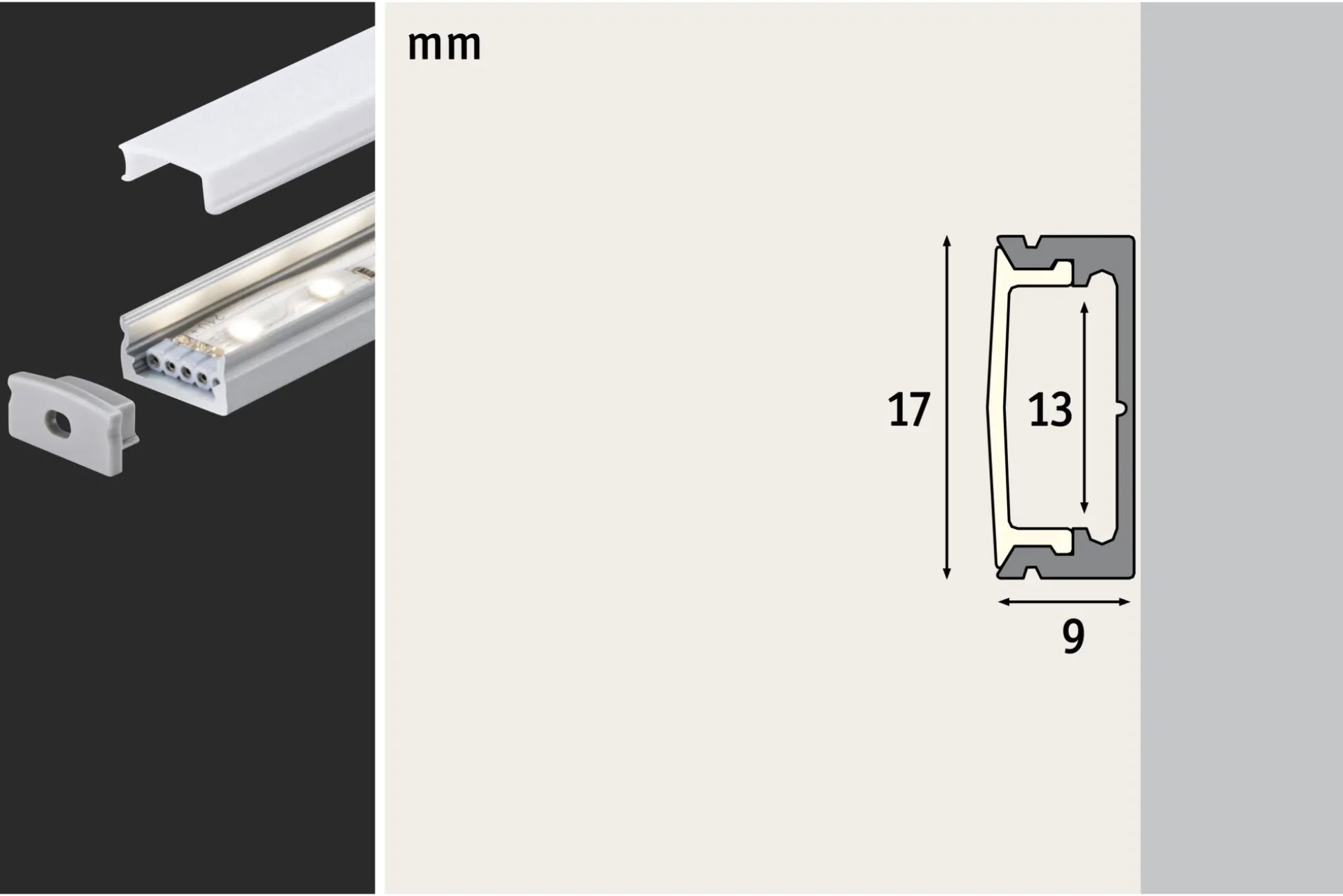 LED Strip Profil - Base Weißer Diffusor 1m