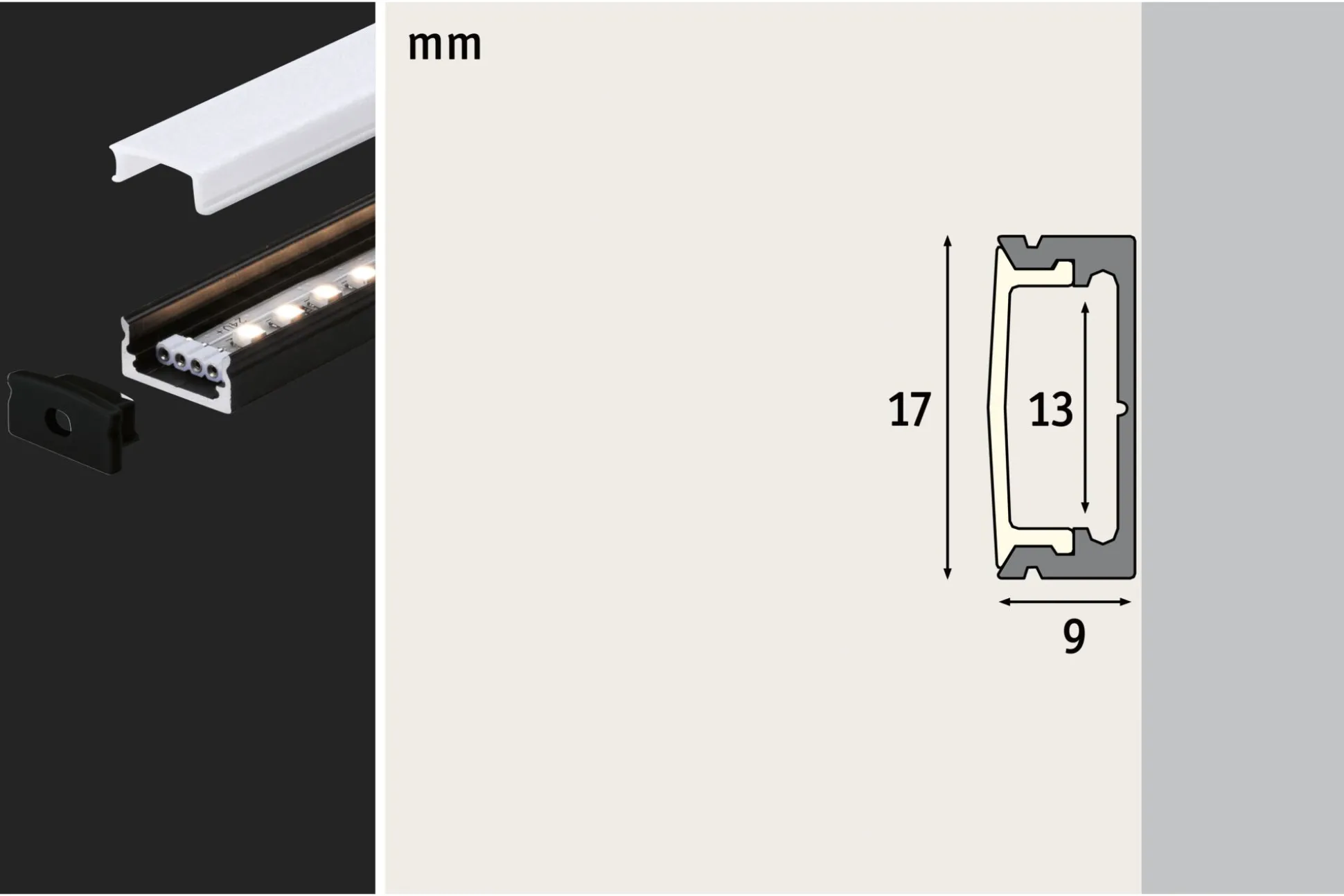 LED Strip Profil - Base Weißer Diffusor 2m