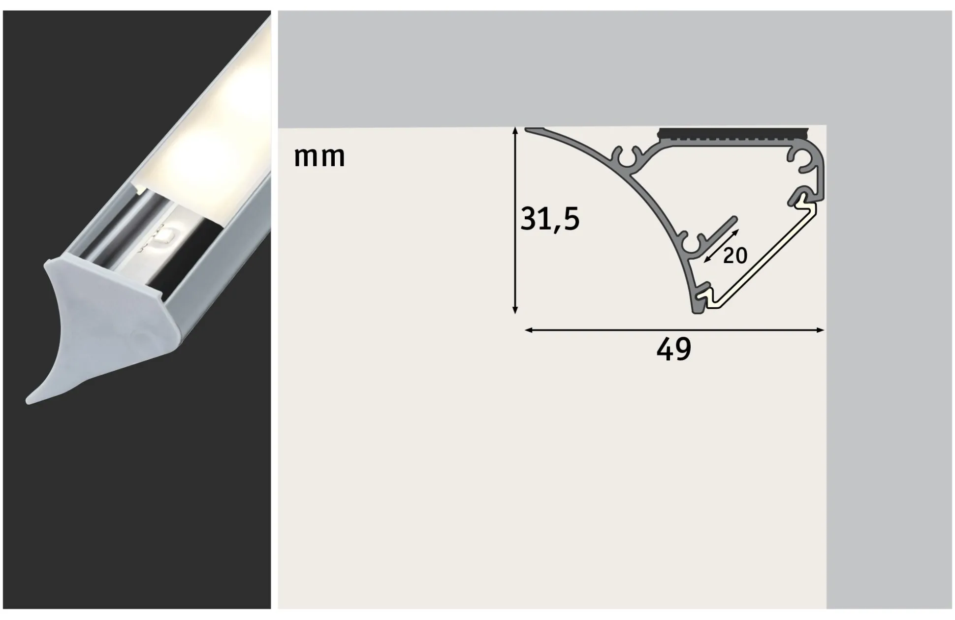 LED Strip Profil - Corner 1m