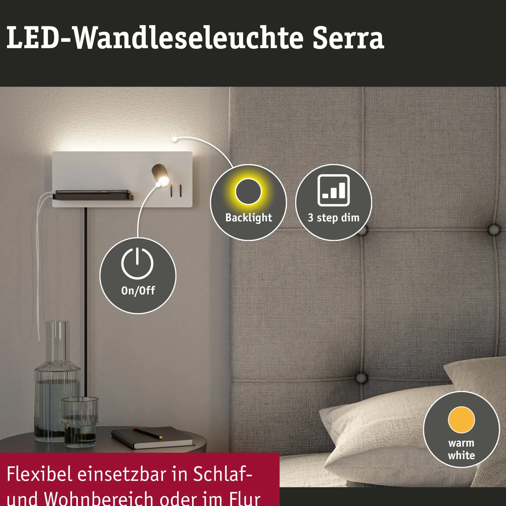 LED Wandleuchte - Serra USB C
