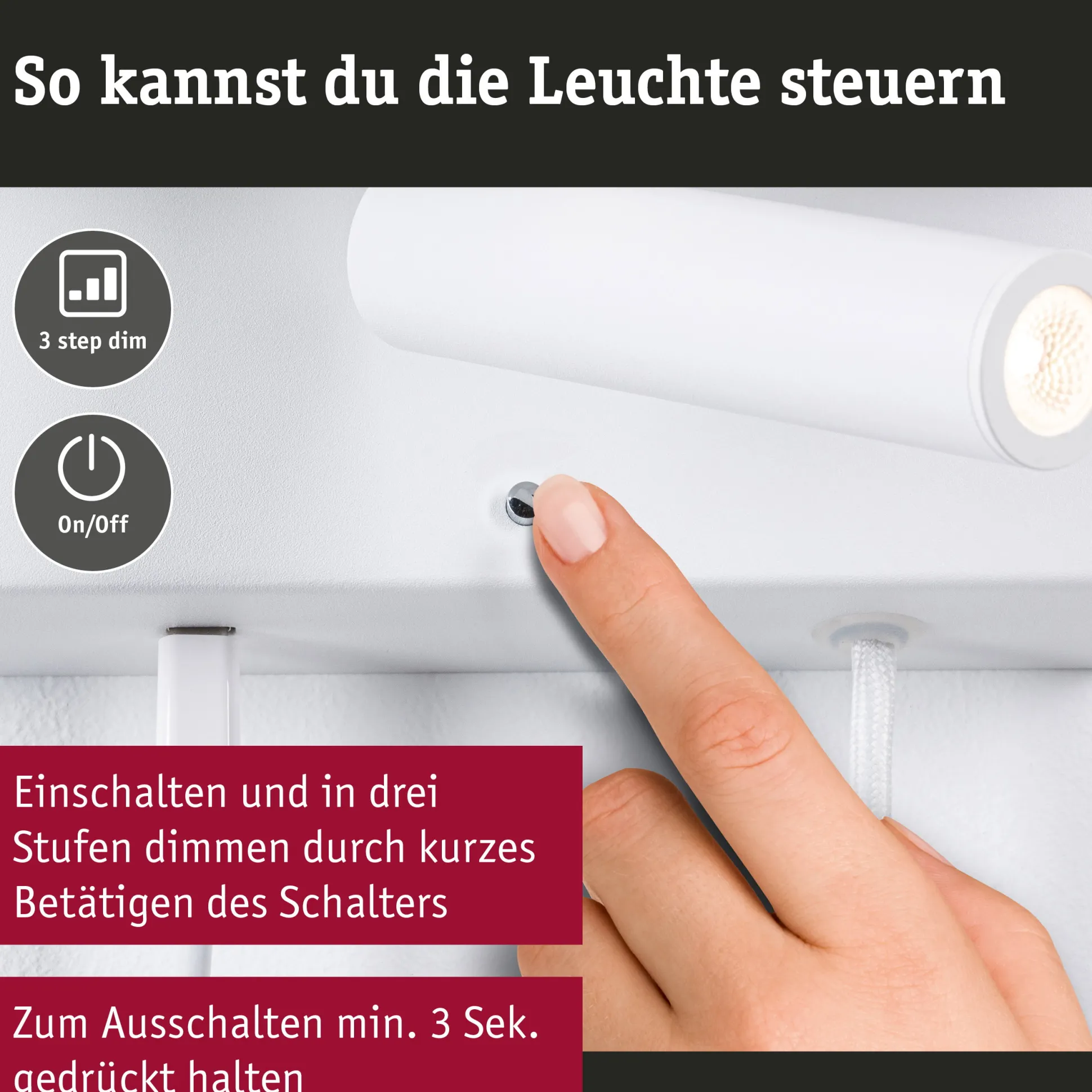 LED Wandleuchte 3-Step-Dim - Jerik USB C