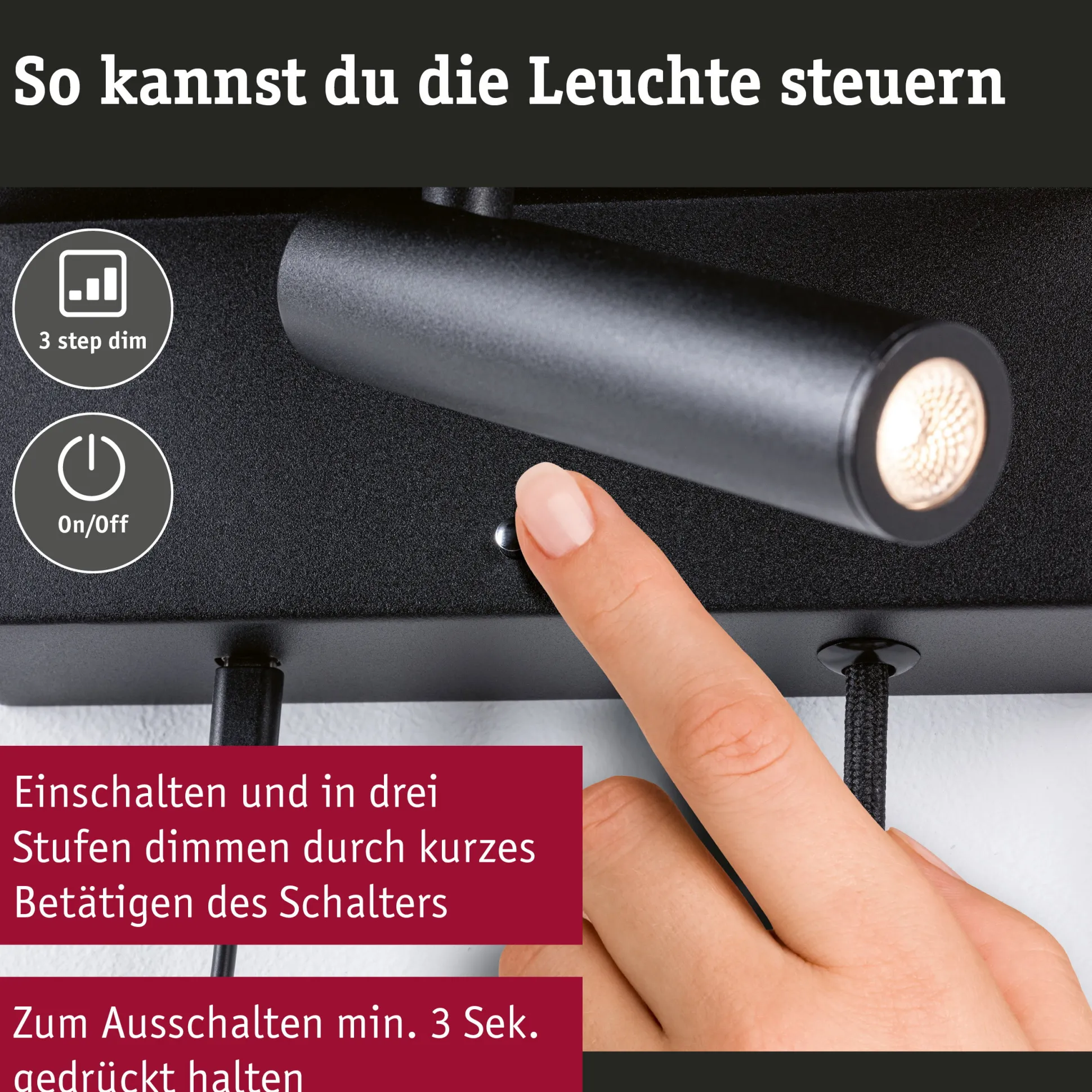 LED Wandleuchte 3-Step-Dim - Jerik USB C