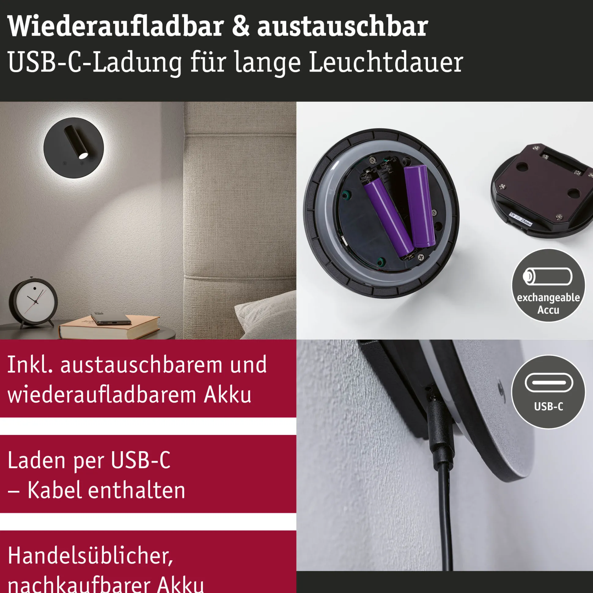 LED Akkuwandleuchte - Kiora