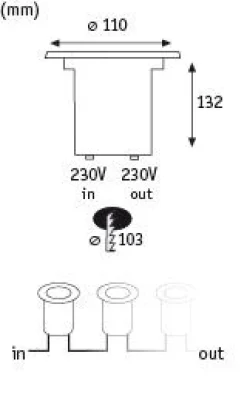 LED Bodeneinbauleuchte - LED Bodeneinbauleuchte IP67 rund 110mm 2700K 1,2W 20lm 230V Edelstahl Metall