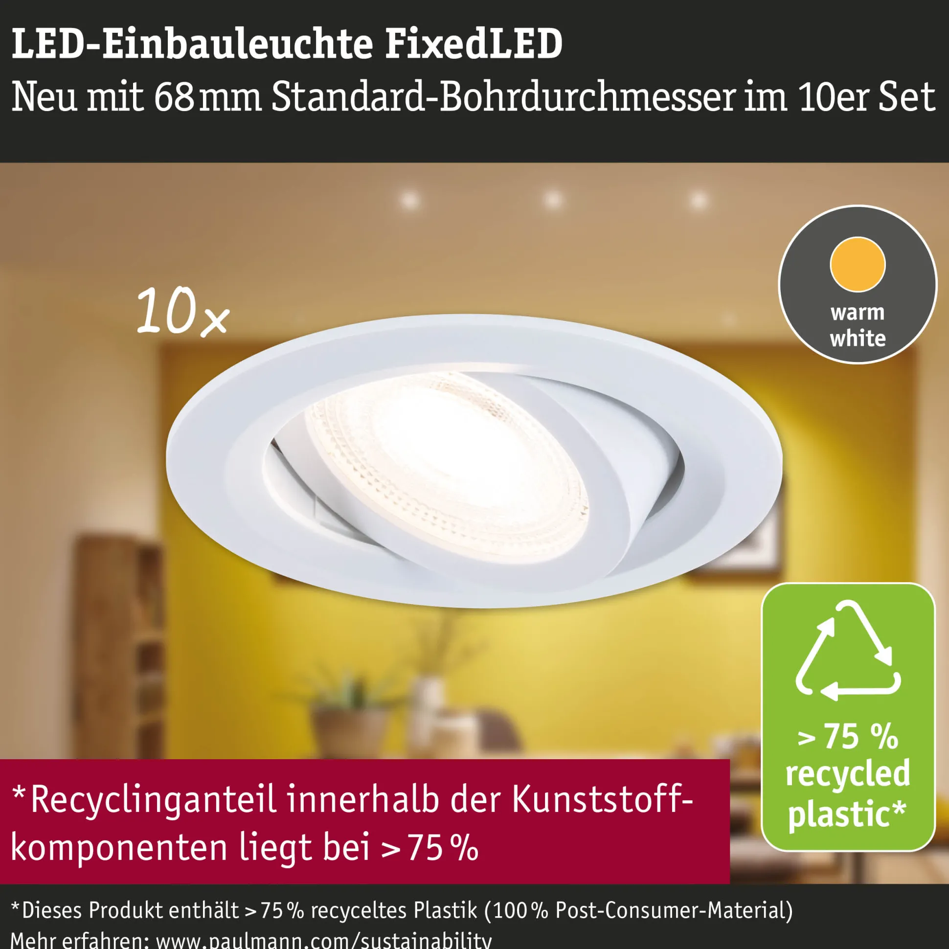 LED Einbauleuchte - FixedLED 10er-Set schwenkbar
