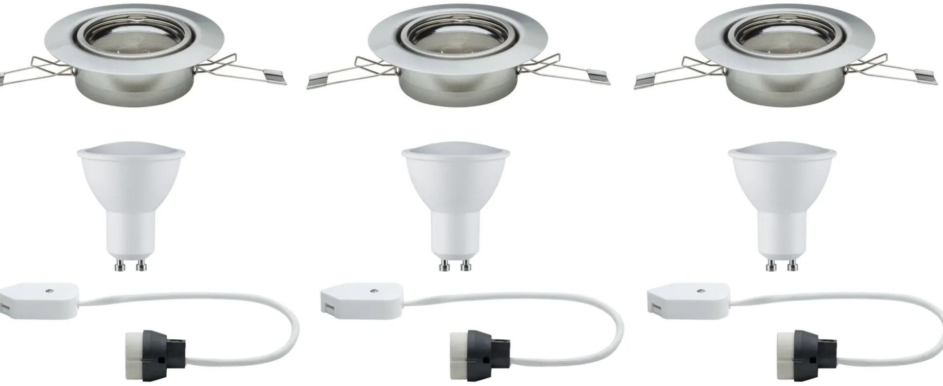 LED Einbauleuchte - LED Einbauleuchte rund 90mm 20° GU10 3x4,5W 3x340lm 230V 2700K Eisen gebürstet