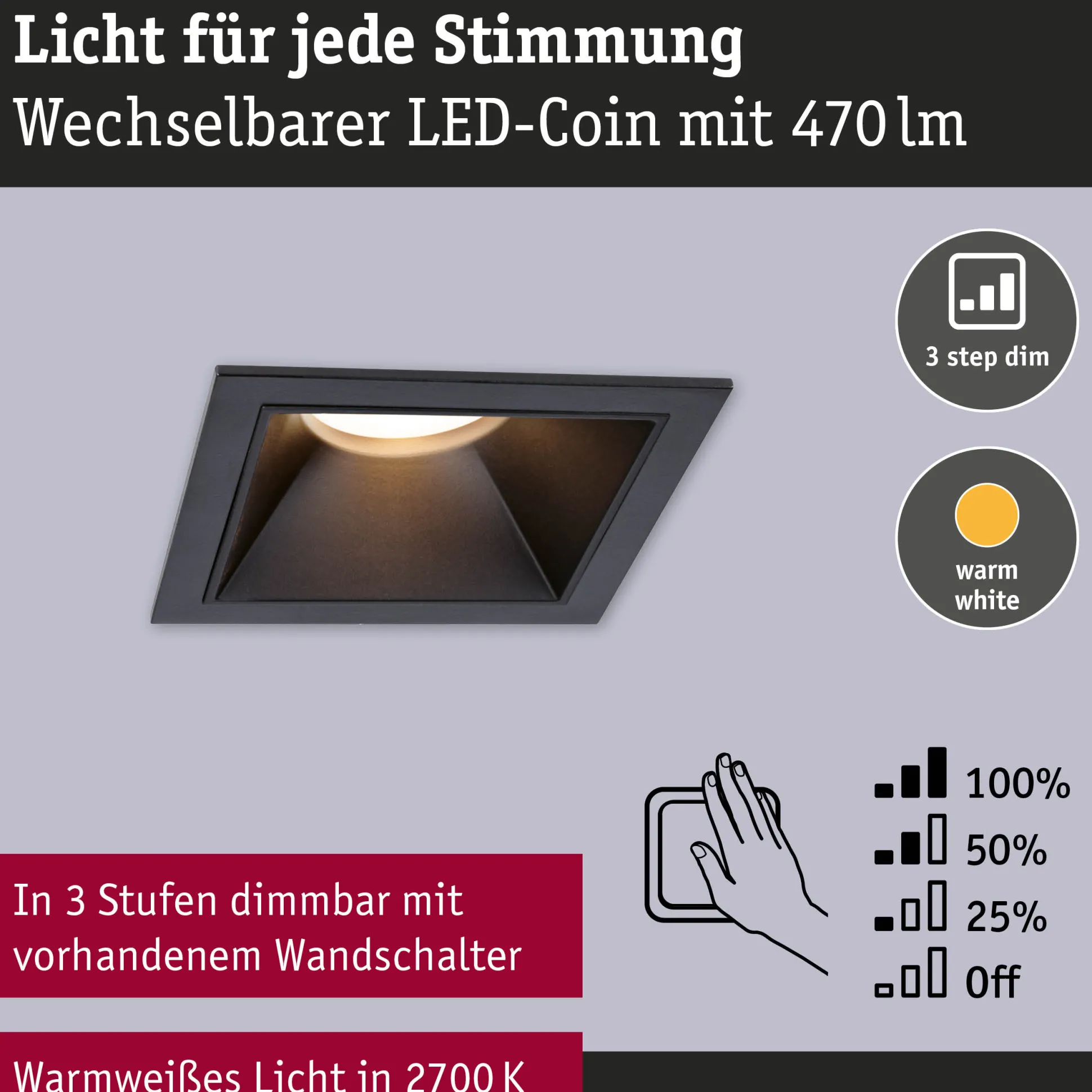 LED Einbauleuchte 3-Step-Dim - Cole 1er-Set
