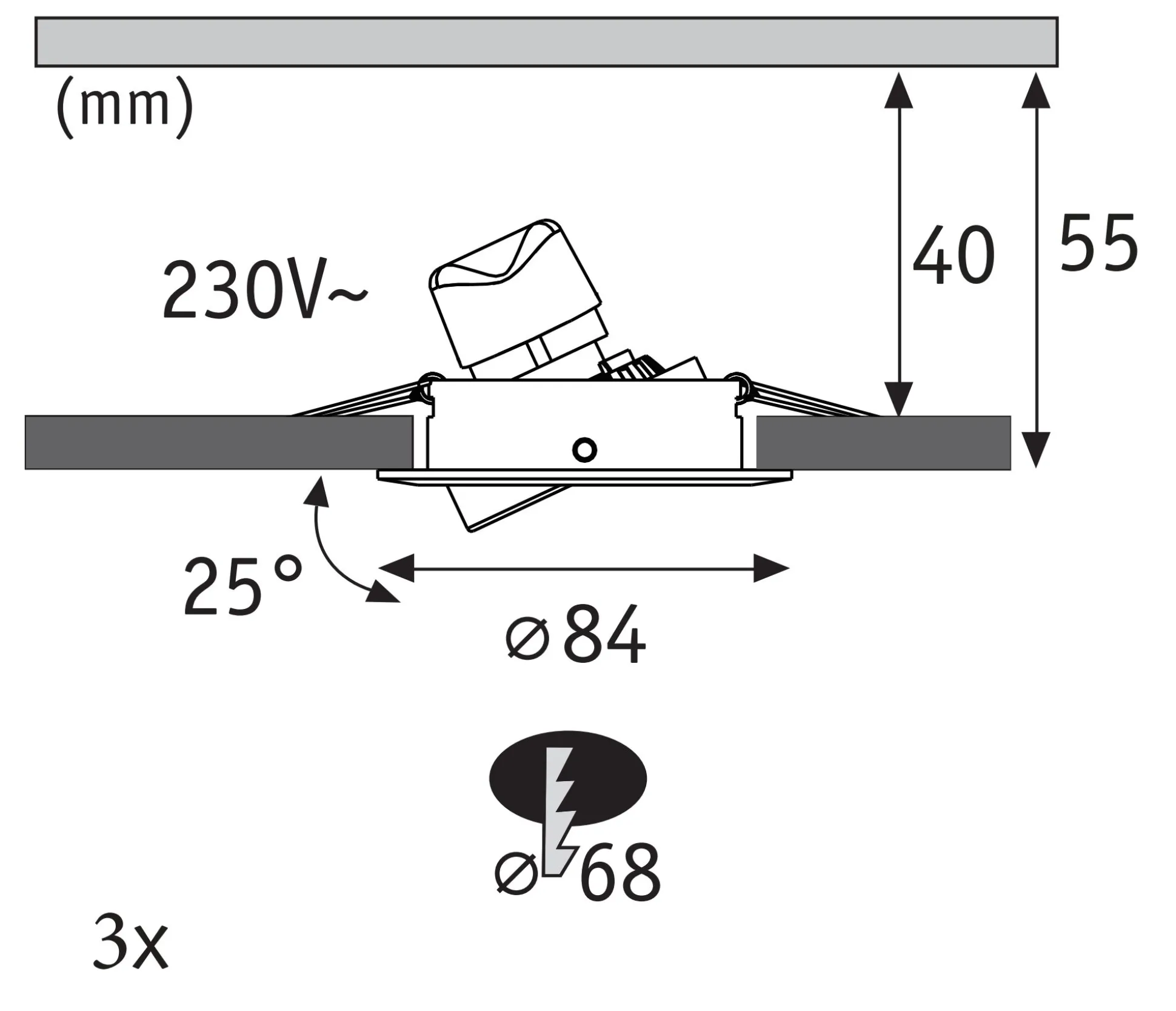 LED Einbauleuchte 3-Step-Dim - Nova GU10 Flat schwenkbar