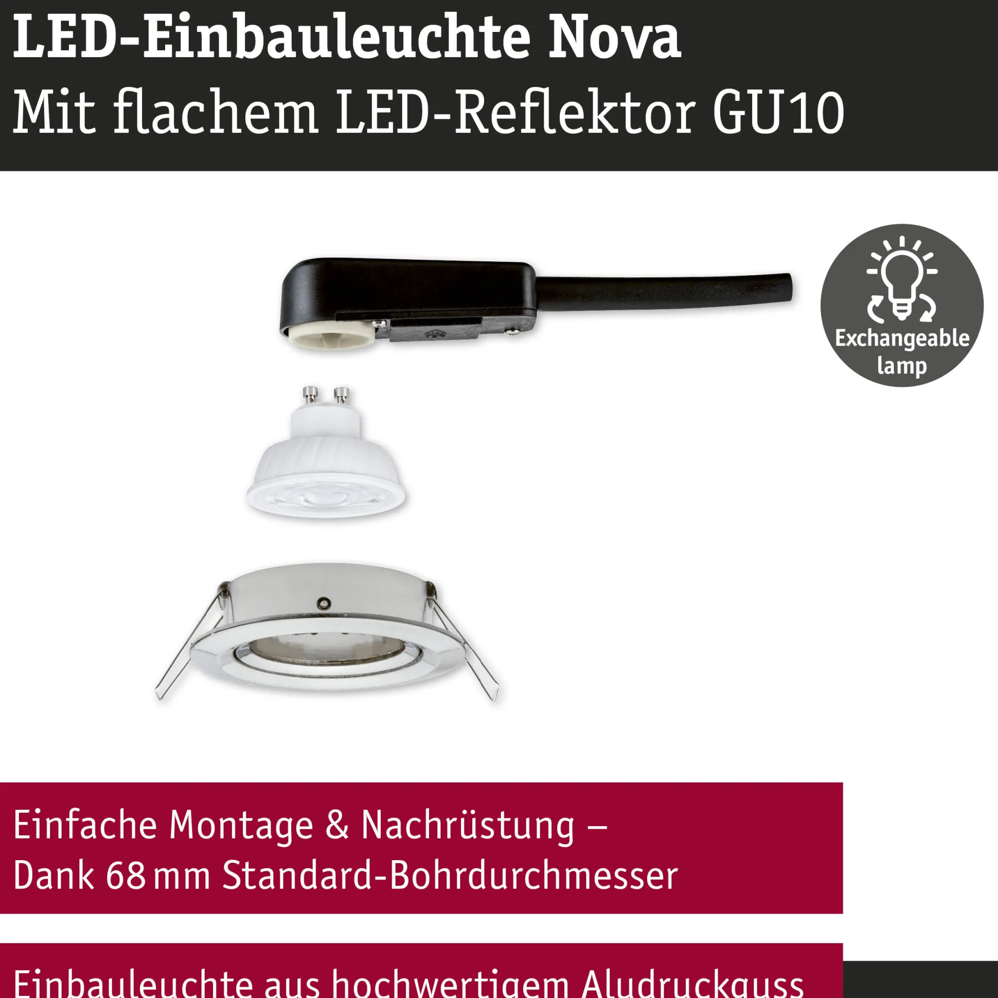 LED Einbauleuchte 3-Step-Dim - Nova GU10 Flat schwenkbar