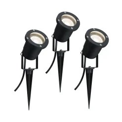 LED Gartenstrahler - LED Gartenstrahler IP65 rund 92mm 3000K 3x3,5W 3x230lm 230V 38° Schwarz Aluminium