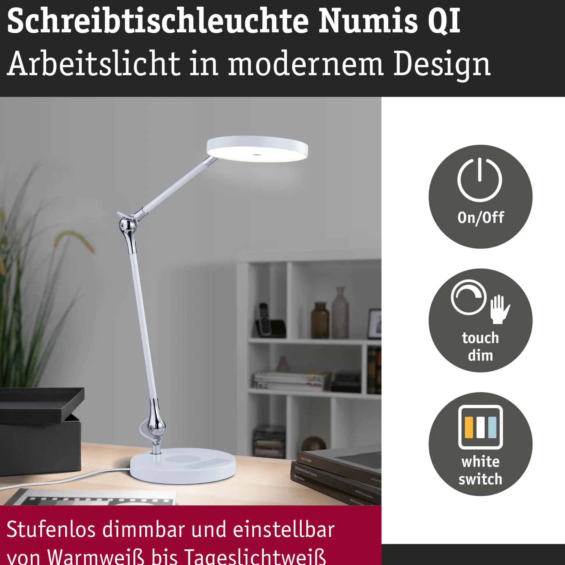 LED Schreibtischleuchte - Numis QI