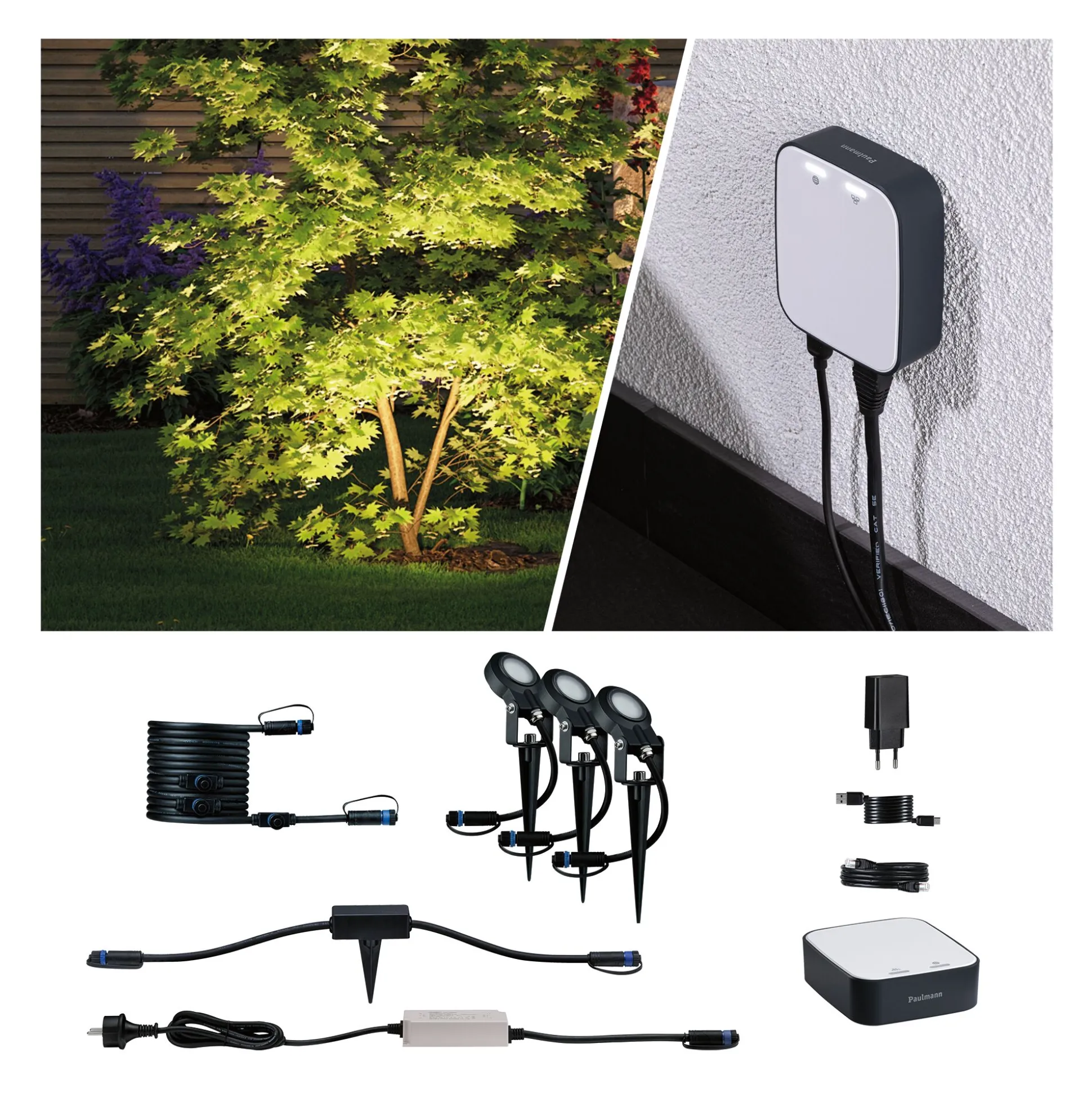 Plug & Shine Preisattraktives Starterset Zigbee 3.0 - Smart Home smik + LED Erdspieß Sting