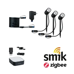 Plug & Shine Preisattraktives Starterset Zigbee 3.0 - Smart Home smik Gateway + LED Gartenstrahler Pike Basisset RGBW+