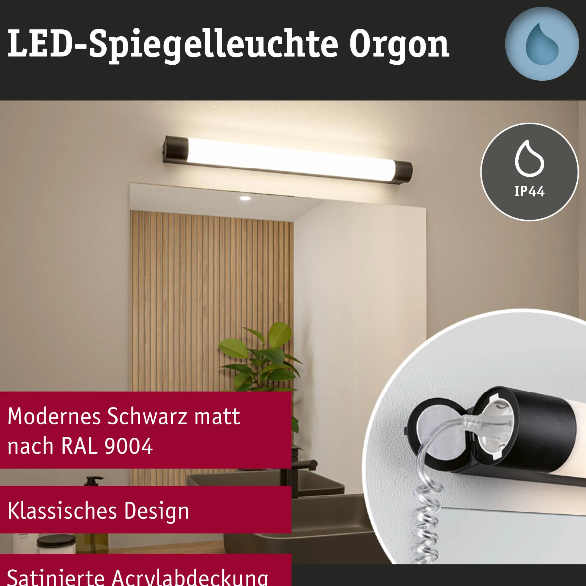Selection Bathroom LED Spiegelleuchte - Orgon Steckdose